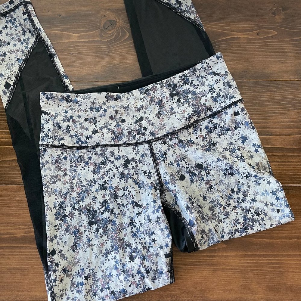 VSX Gray and Black Star-Print Victoria's Secret Sport Knockout Leggings Size S